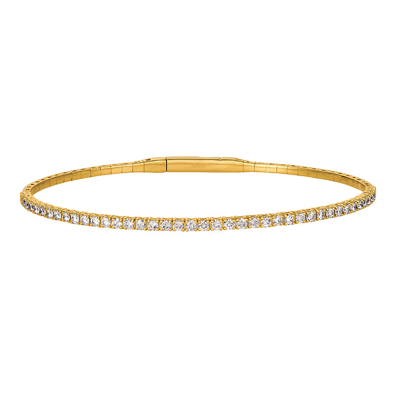 1.50 Carat Natural Diamond Flexible Bangle Bracelet G-H SI 14K White Gold 7''