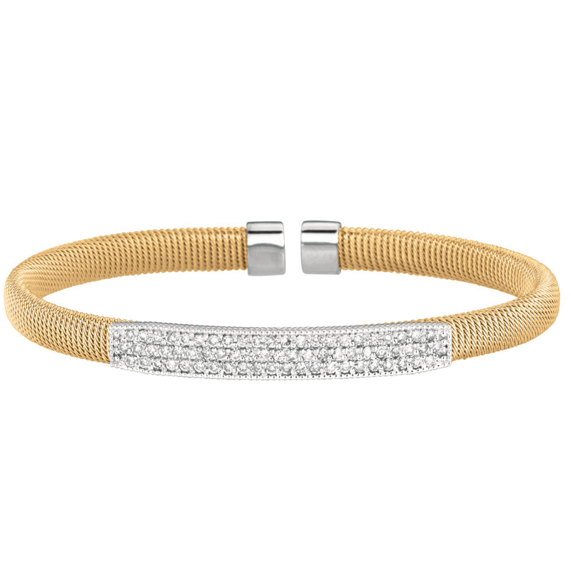 1.00 Carat Natural Diamond Fancy Bangle Bracelet Mesh Flexible G-H SI 14K Yellow Gold 7''