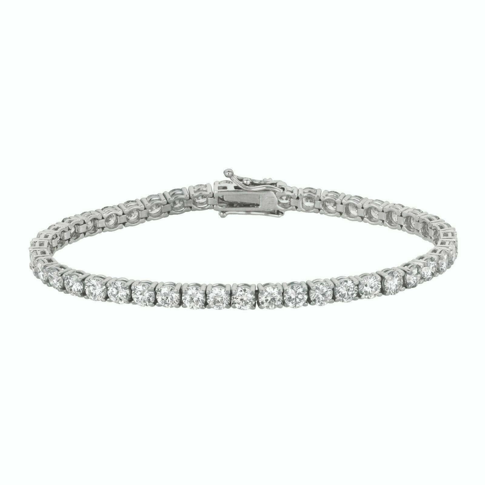 4.57 Carat Natural Diamond Silver Tennis Bracelet 14K White Gold by Davizi Jewels NYC"