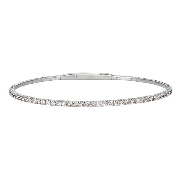 1.00 Carat Natural Diamond Flexible Bracelet Bangle 6.5'' G-H SI 14K White Gold
