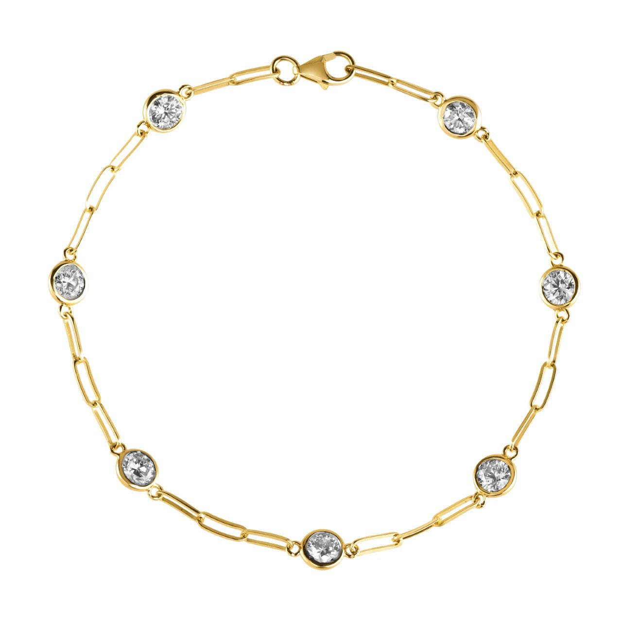 Dior Round Diamond Womens E Initial Paper Clip Link and Cable Chain  Bracelet 14K Yellow Gold.