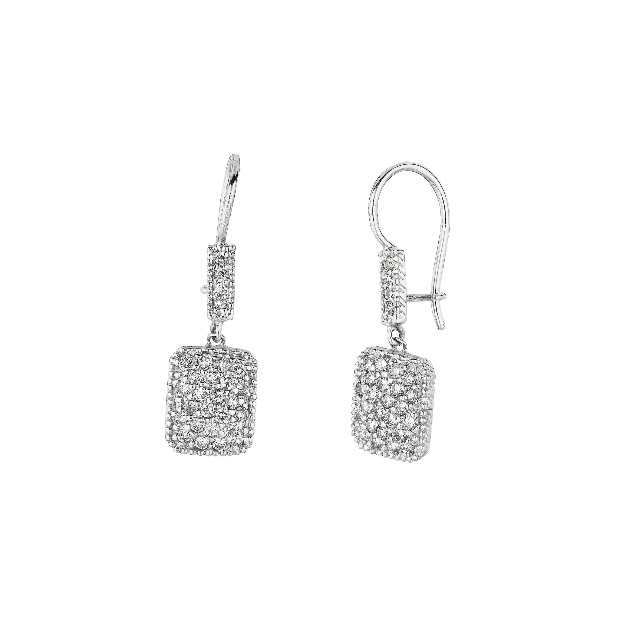 1.00 Carat Natural Diamond Drop Earrings G SI 14K White Gold