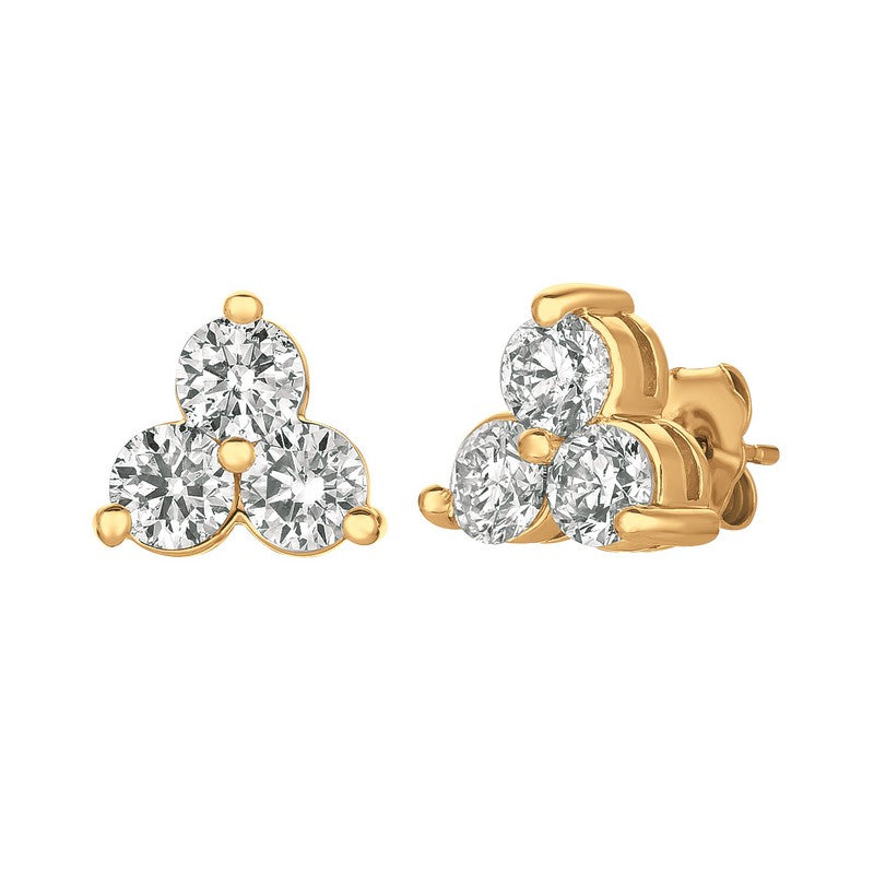 3 DIAMOND EARRINGS 14K GOLD (1.5 CTW)E5590-1.5P