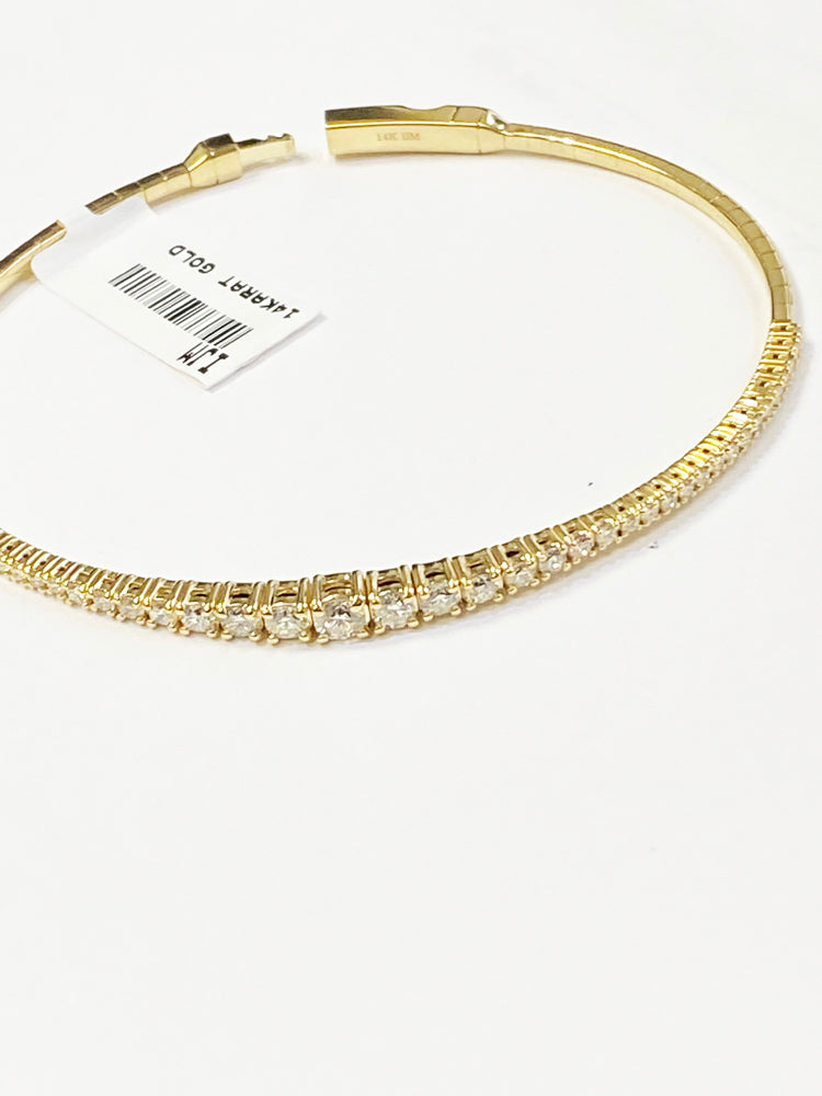 1.25 Carat Natural Diamond Flexible Tennis Bracelet G SI 14K Yellow Gold 7''