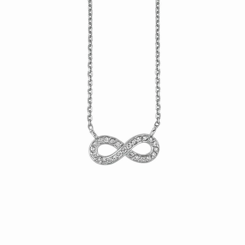 0.15 CT NATURAL DIAMOND INFINITY NECKLACE 14K GOLD G SI 18” CHAIN
