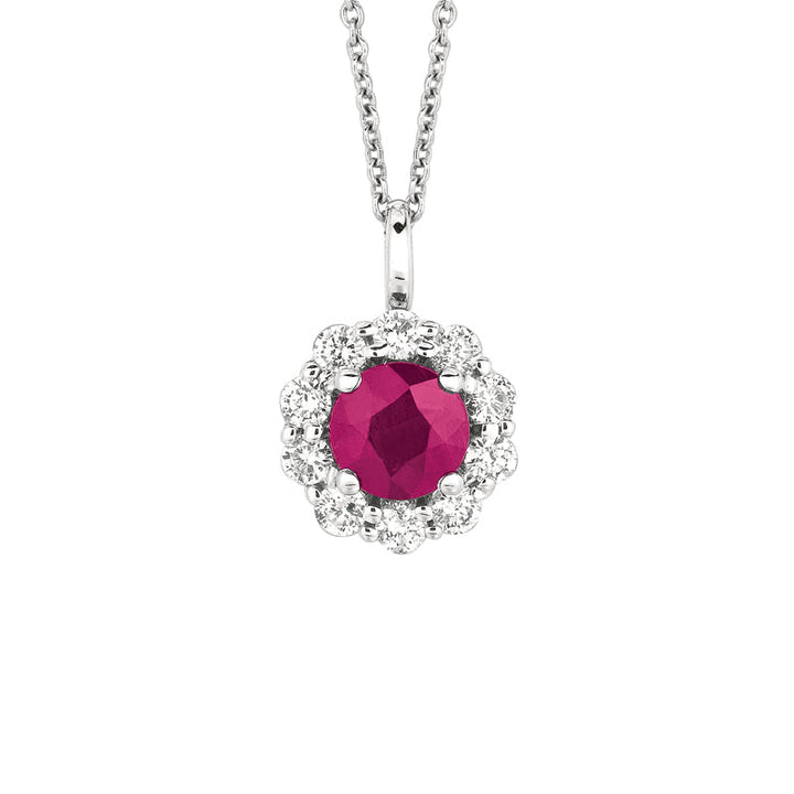 Ruby & Diamond Necklace 14K White Gold (1.69 Ctw)