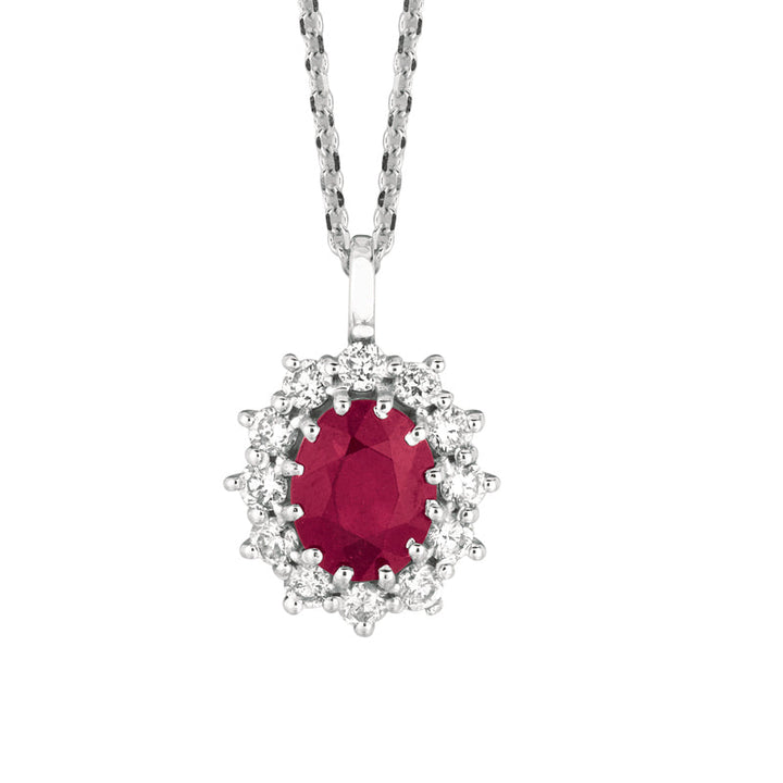 Ruby & Diamond Necklace 14K White Gold (3.48 Ctw)