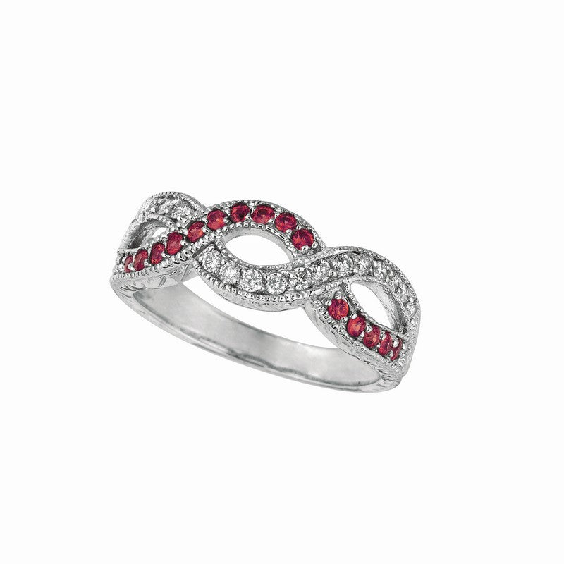 Rose Sapphire & Diamond Twisted Ring 14K White Gold (0.52 Ctw)