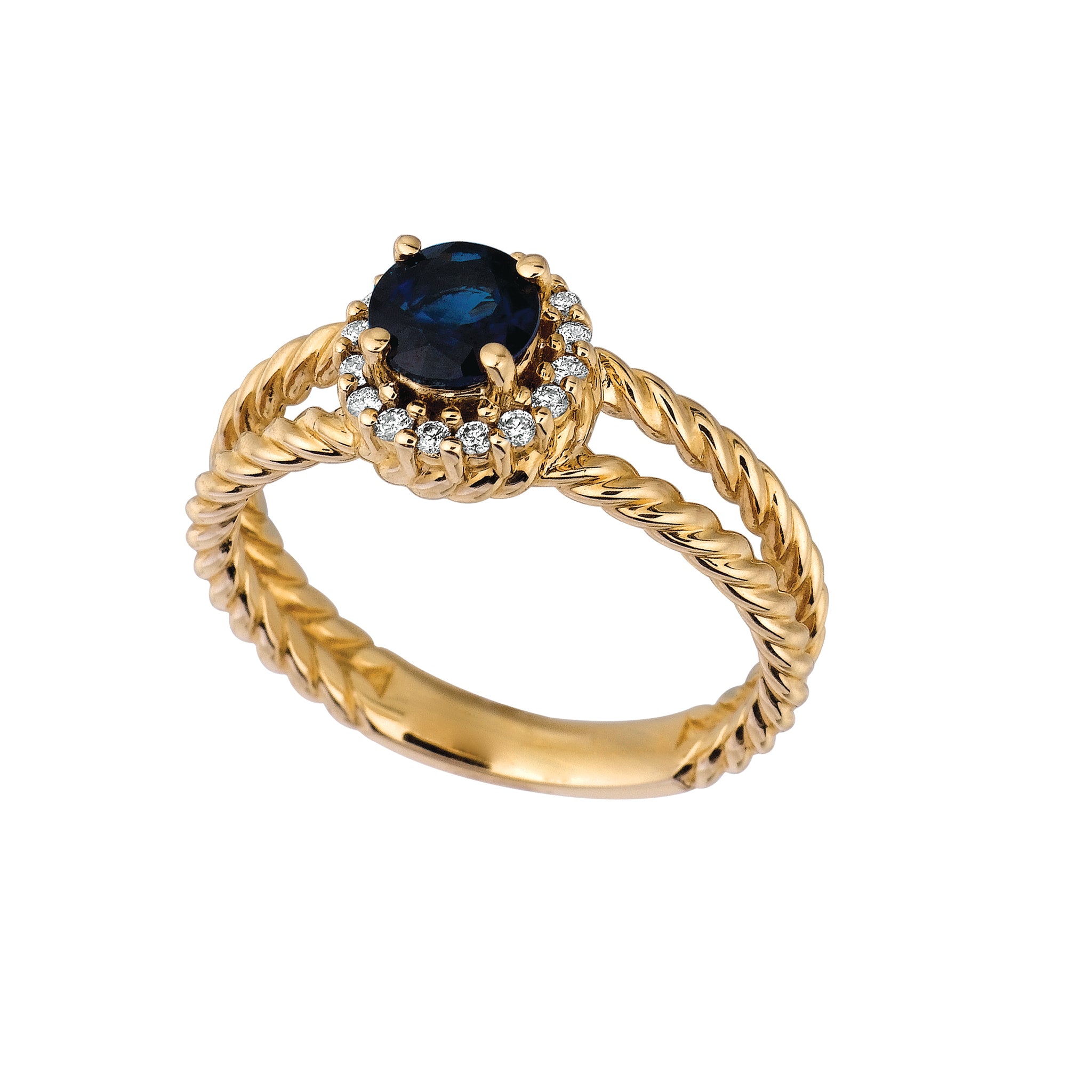 Sapphire & Diamond Ring 14K Yellow Gold (0.93 Ctw)