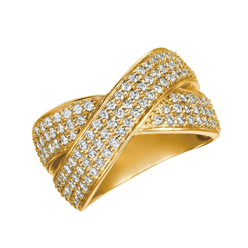 DIAMOND CROSSOVER RING 14K GOLD (1.08 CTW)