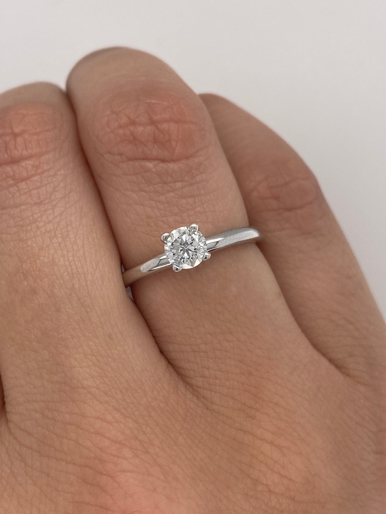 0.50 Ct Natural Round Cut Diamond Engagement Ring 14K White Gold