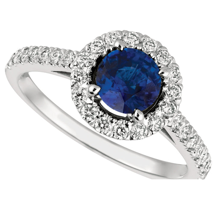Sapphire & Diamond Engagement Ring 14K White Gold (1.62 Ctw) 2