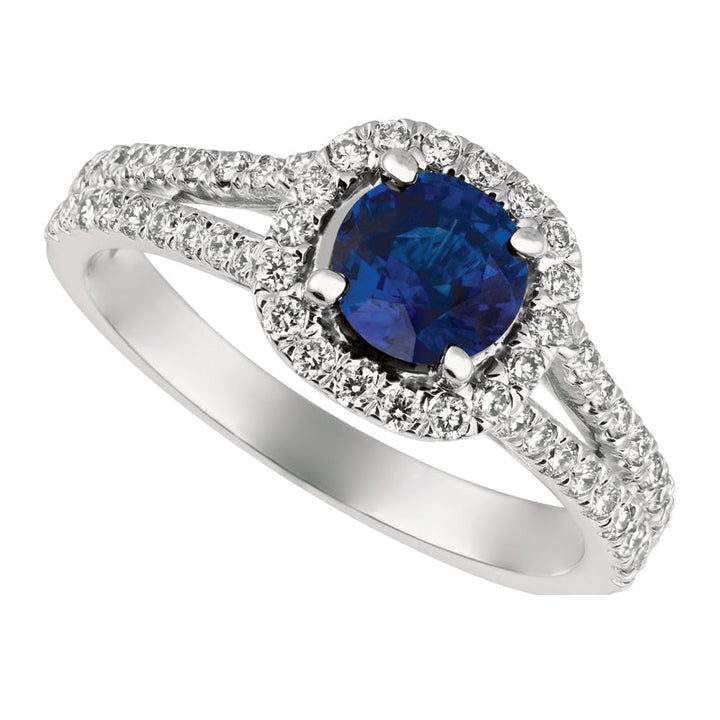 Sapphire & Diamond Engagement Ring 14K White Gold (1.71 Ctw)