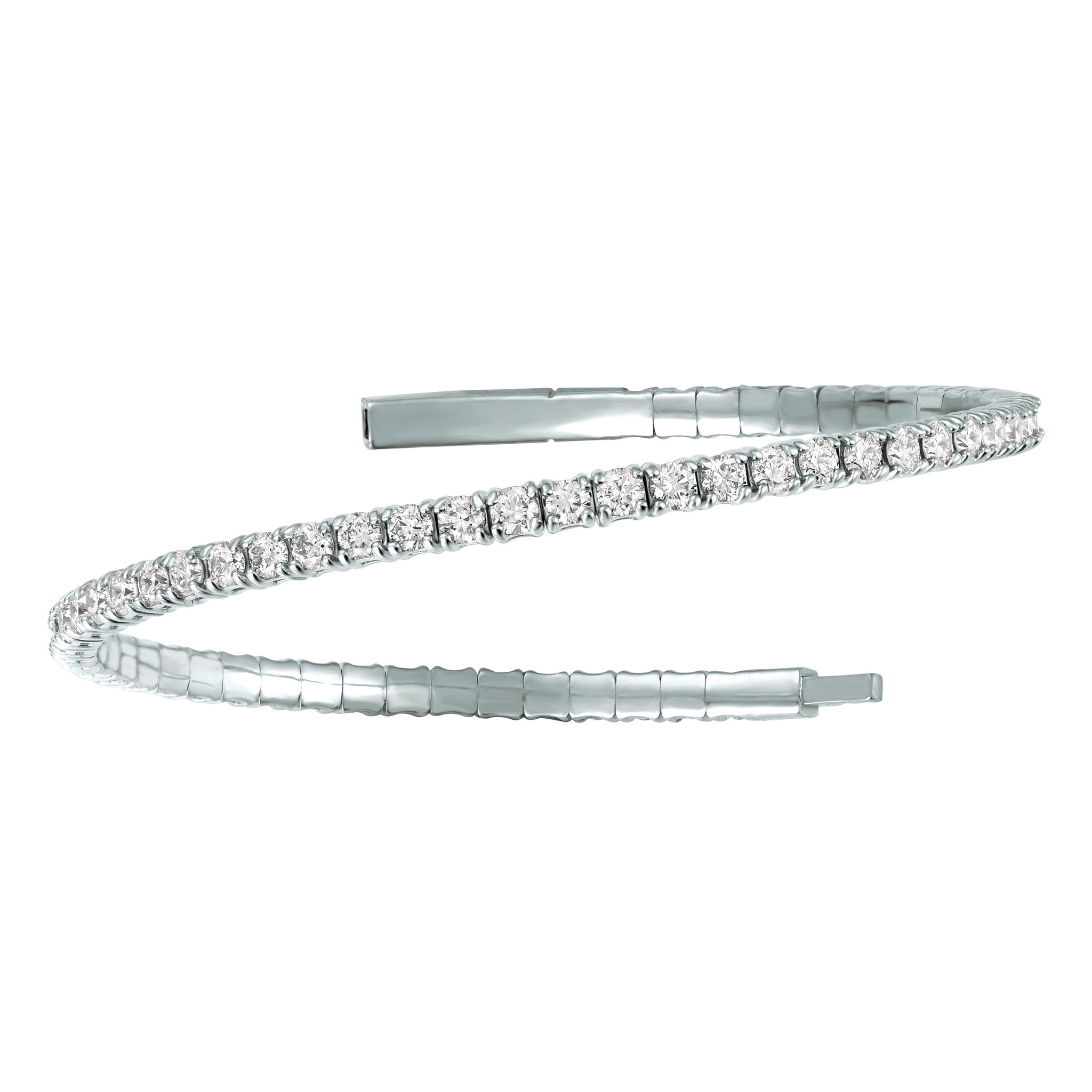 1.00 Carat Natural Diamond Flexible Bracelet Bangle G-H SI 14K White Gold 7''