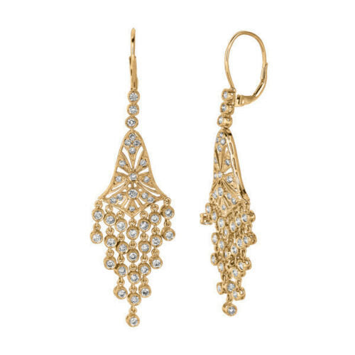 2.30 Ct Natural Diamond Chandelier Earrings G SI 14K Yellow Gold