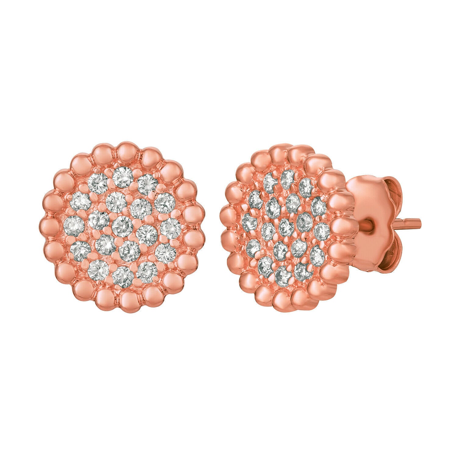 0.40 Carat Natural Diamond Earrings G SI 14K Rose Gold Bubble Collection