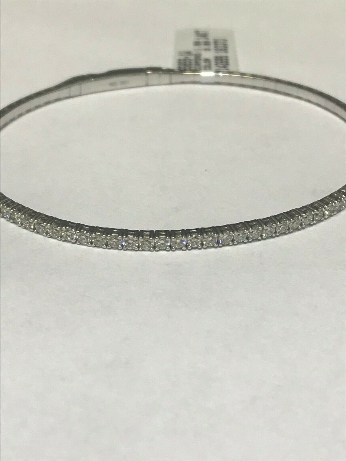 1.00 Carat Natural Diamond Flexible Bracelet Bangle G-H SI 14K White Gold 7''