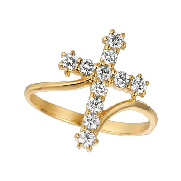 0.10 Carat Natural Diamond Cross Ring G SI 14K White Gold