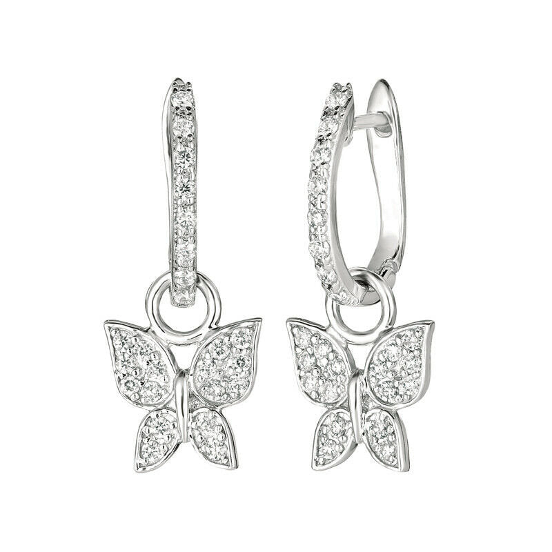0.50 Carat Natural Diamond Butterfly Earrings G SI 14K White Gold