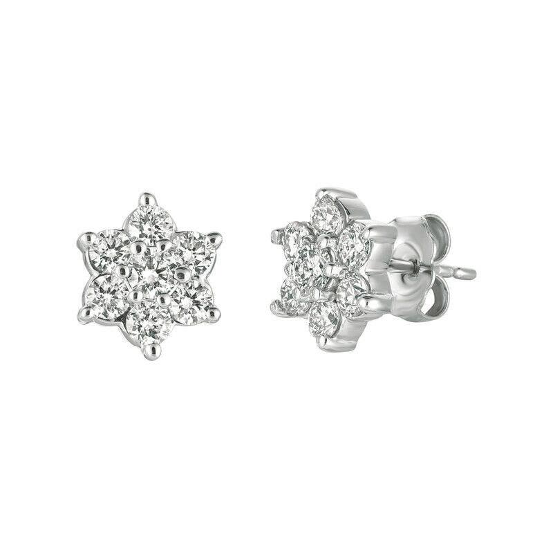 1.00 Carat Natural Diamond Earrings G-H SI set in 14K White Gold