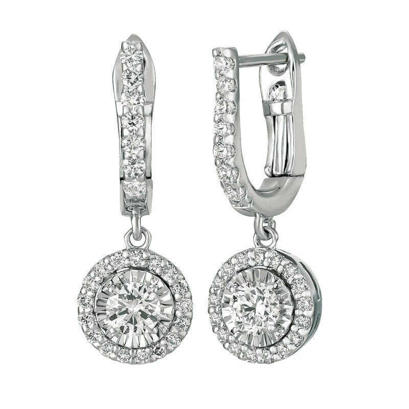 1.75 Carat Natural Diamond Earrings G SI 14K White Gold