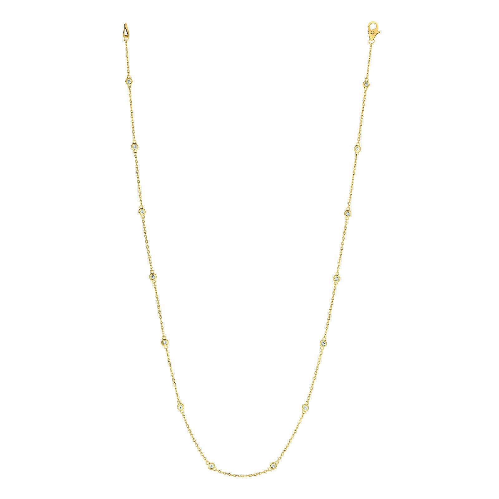 Carat Diamond by the Yard Necklace G SI 14K Yellow Gold 14 stones