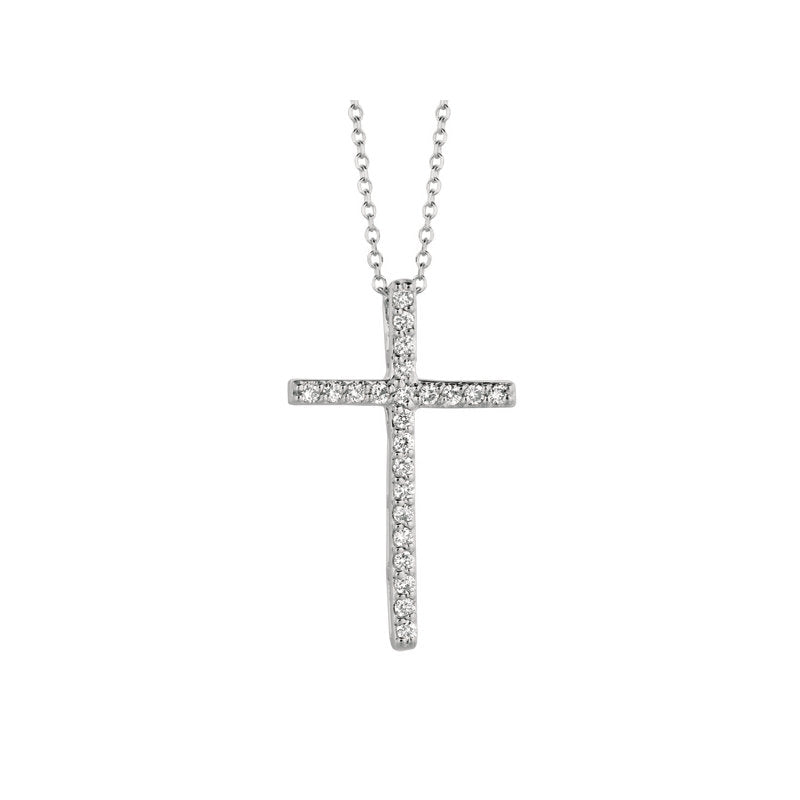 0.20 Carat Natural Diamond Cross Necklace 14K White Gold G SI 18 inches chain