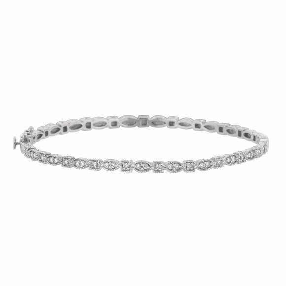 0.55 Carat Natural Diamond Marquise and Square Shape Bangle G SI 14K White Gold