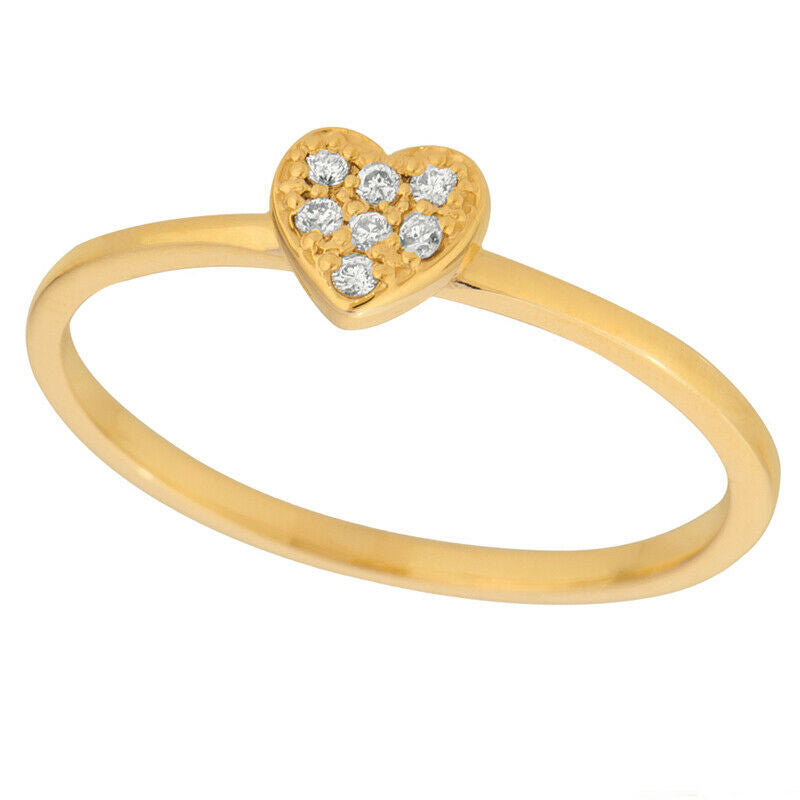 0.05 Carat Natural Diamond Heart Ring Band G SI 14K Yellow Gold