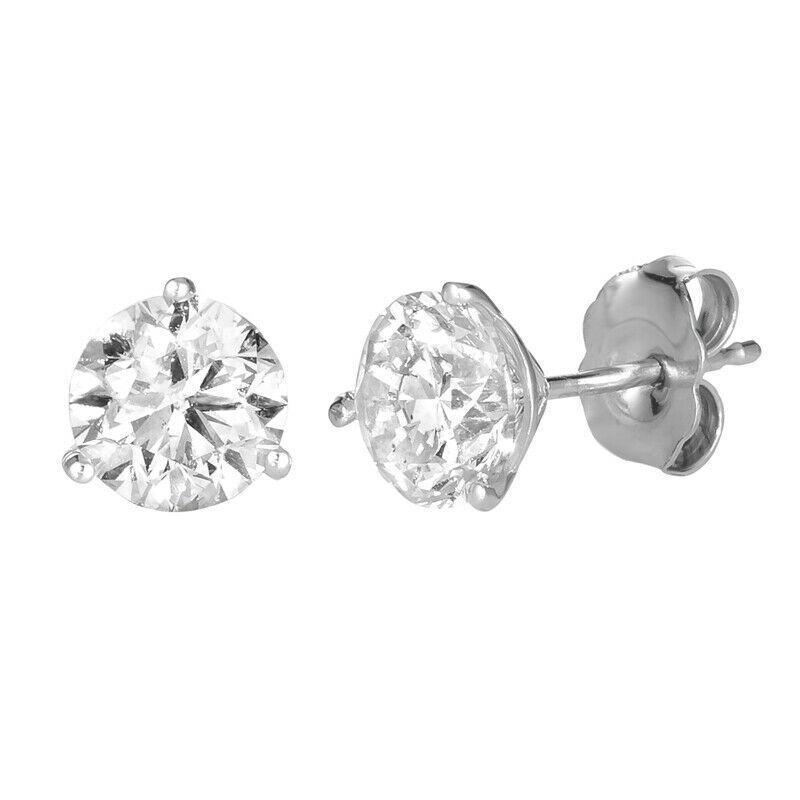 Carat Natural Diamond Martini Prong Stud Earrings G SI 14K Whit
