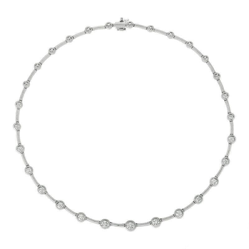 2.00 Carat Natural Diamond Necklace 14K White Gold G SI 16 inches