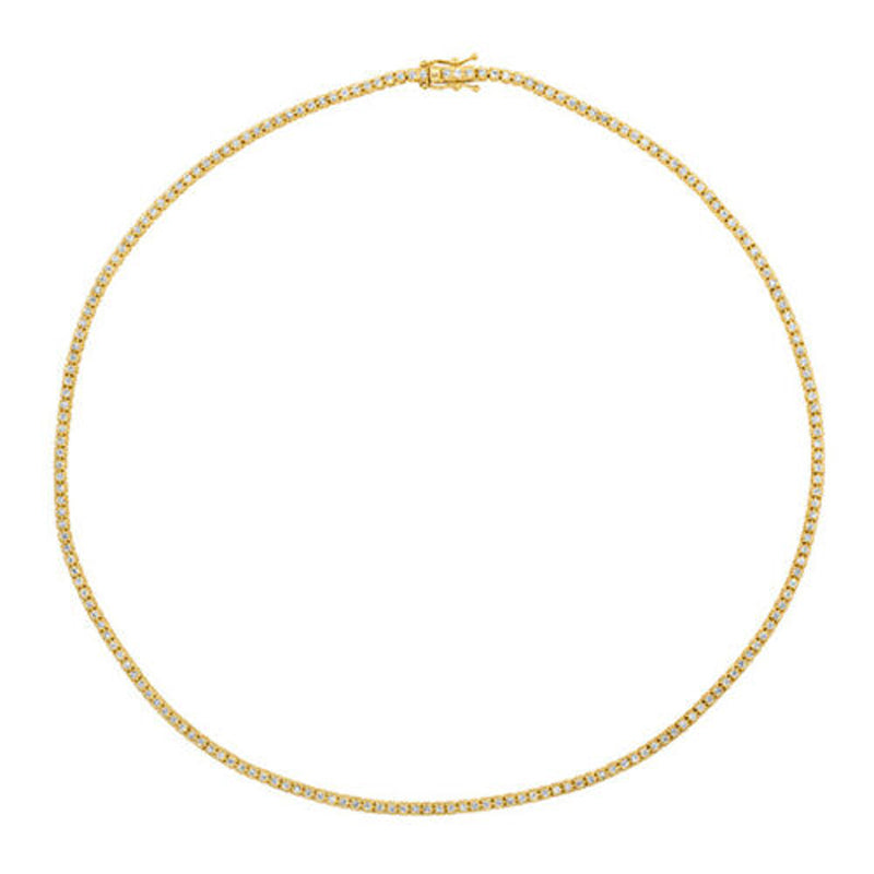 2.00 Carat Natural Diamond Tennis Necklace G SI 14K Yellow Gold 16''