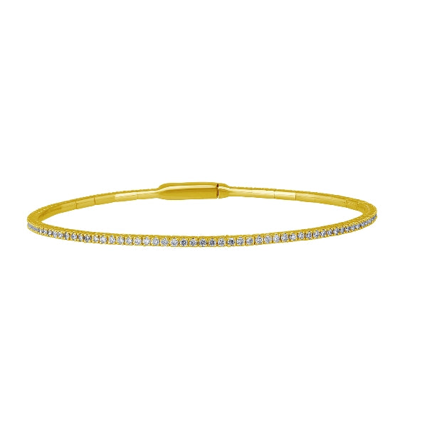 1.00 Carat Natural Diamond Flexible All Way Round Bangle Bracelet G SI 14K White Gold 7''