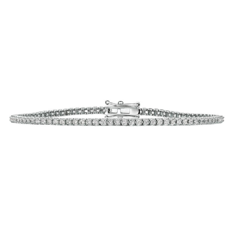 0.79 Carat Natural Diamond Tennis Bracelet 14K White Gold by Davizi Jewels NYC