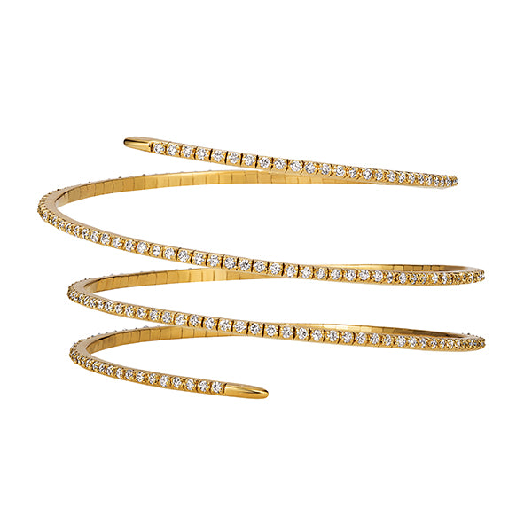 4.00 Carat Natural Diamond Wrap Flexible Bangle Bracelet G SI 14K White Gold 7''