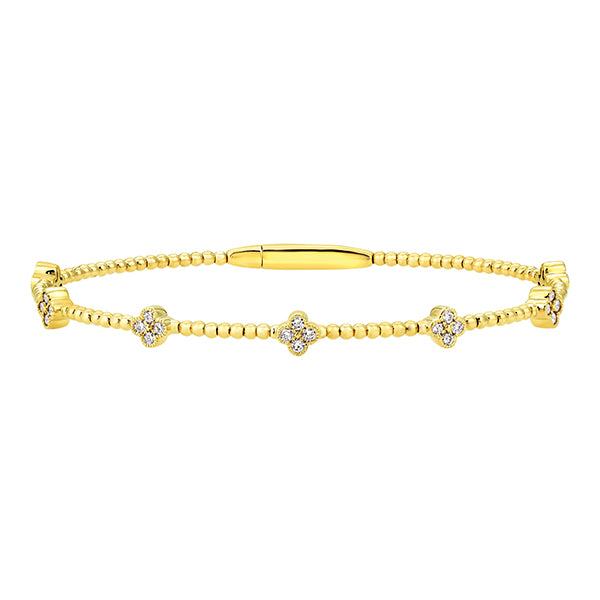 Natural Diamond Flexible Clover Bracelet 14K White Gold Davizi Jewels | NYC
