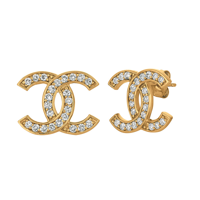 1.00 Carat Natural Diamond Earrings G-H SI 14K Yellow Gold