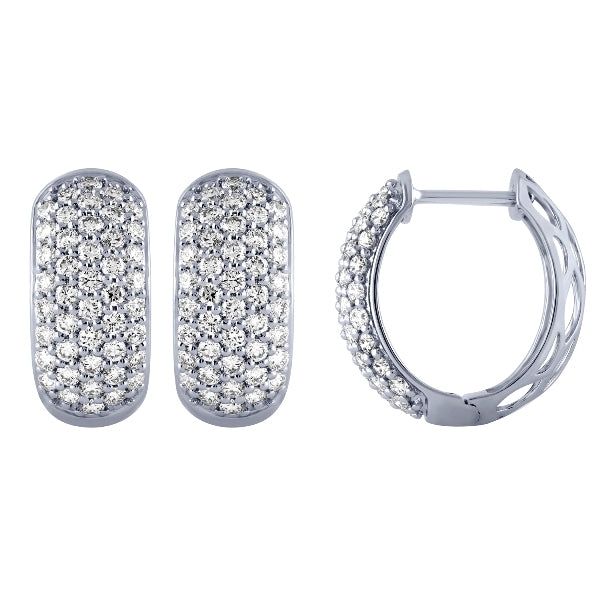 2.00 Carat Natural Diamond Hoop Huggie Earrings G SI 14K White Gold