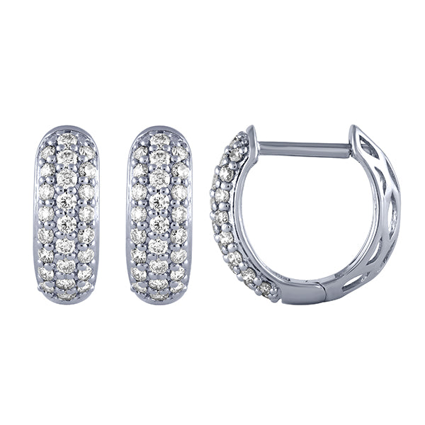 0.50 Carat Natural Diamond Hoop Huggie Earrings G SI 14K White Gold