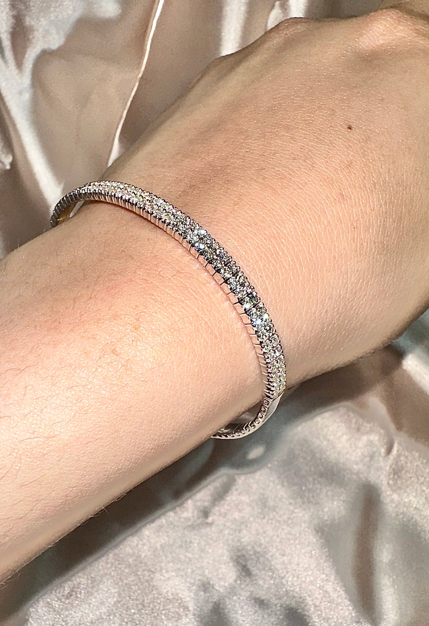 2.00CT DIAMOND 2 ROWS FLEXIBLE BRACELET 14K GOLD