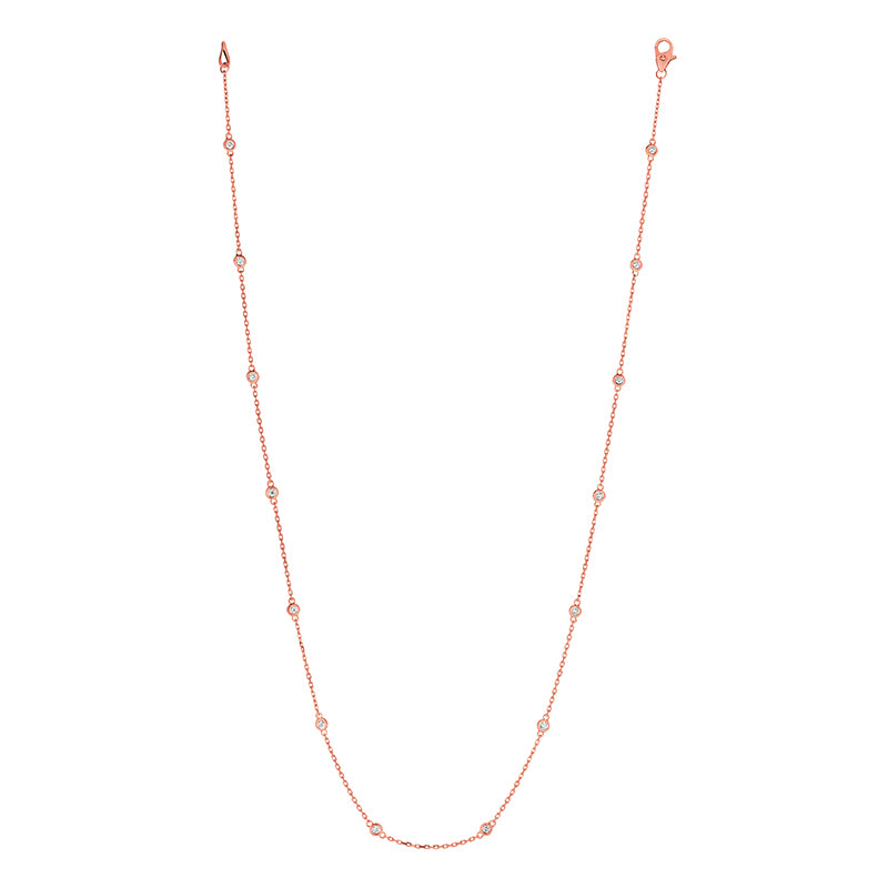 0.33 Carat Diamond by the Yard Necklace G SI 14K Rose Gold 14 stones 18 inches