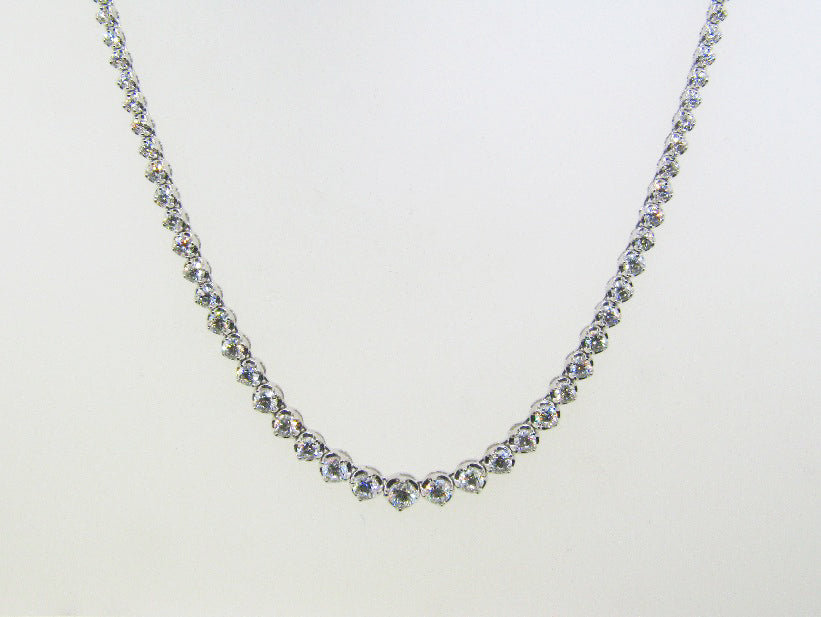 10.00 Carat Natural Diamond Graduated Necklace G SI 14K White Gold