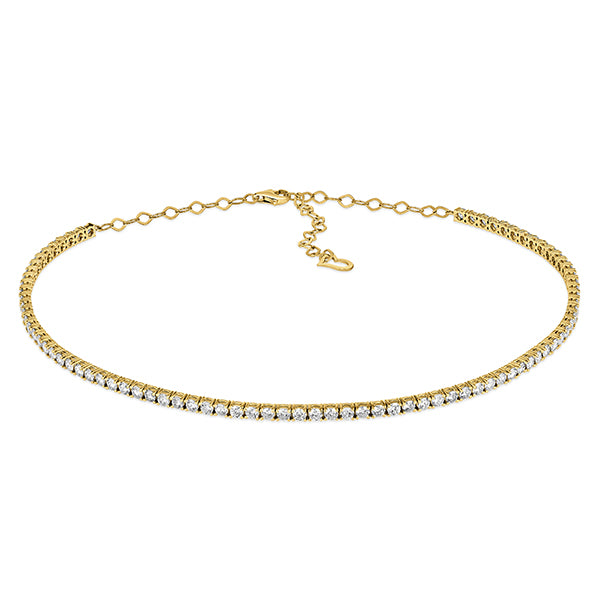 6.50 Carat Natural Diamond Choker Necklace G-H SI 14K Yellow Gold 16 inches