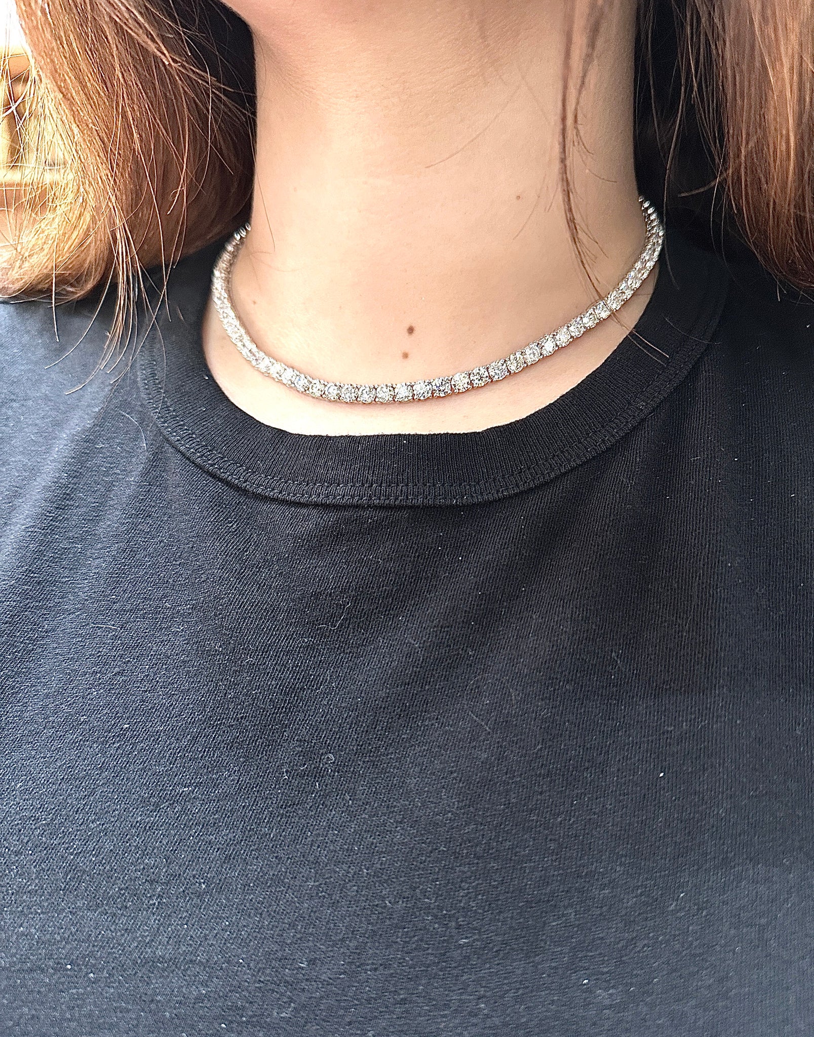 30.10 Carat Natural Diamond Tennis Necklace G SI 14K White Gold 16'' 86 stones