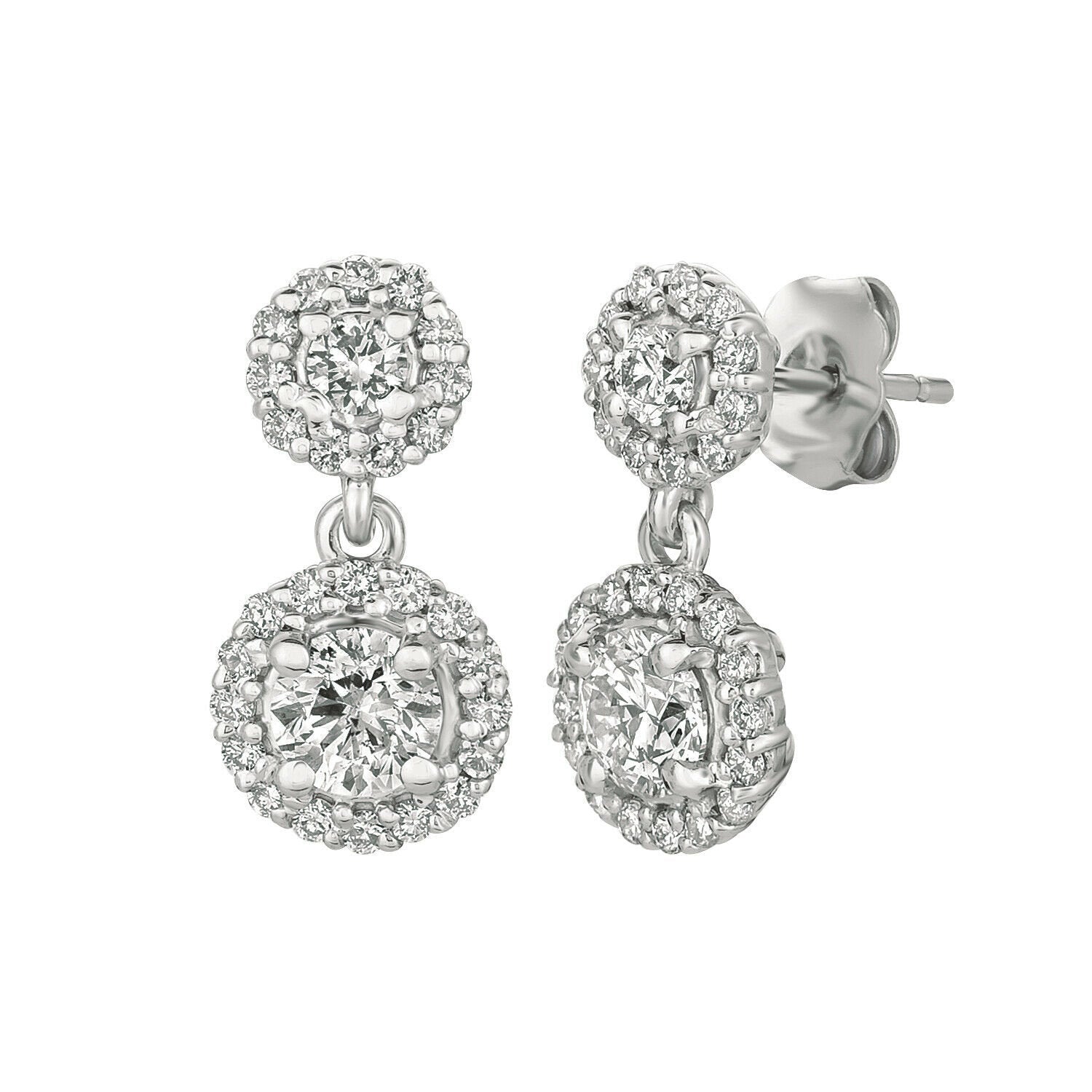 1.50 Carat Natural Diamond Earrings G SI 14K White Gold by Davizi Jewels New York