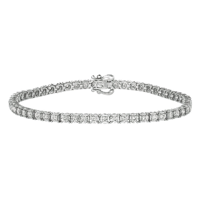 3.00 Carat Natural Diamond Illusion Set Tennis Bracelet G SI 14K White Gold 7''