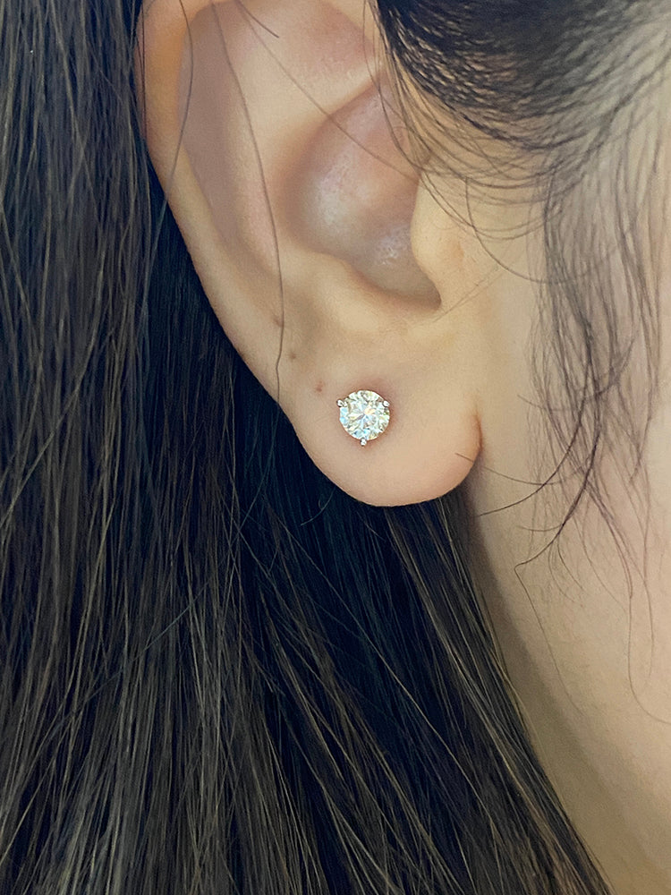 Carat Diamond Prong Earrings Carat Round Cut Lab Grown Diamond