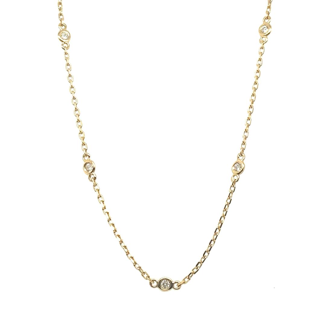 0.33 Carat Diamond by the Yard Necklace G SI 14K Yellow Gold 14 stones 18 inches