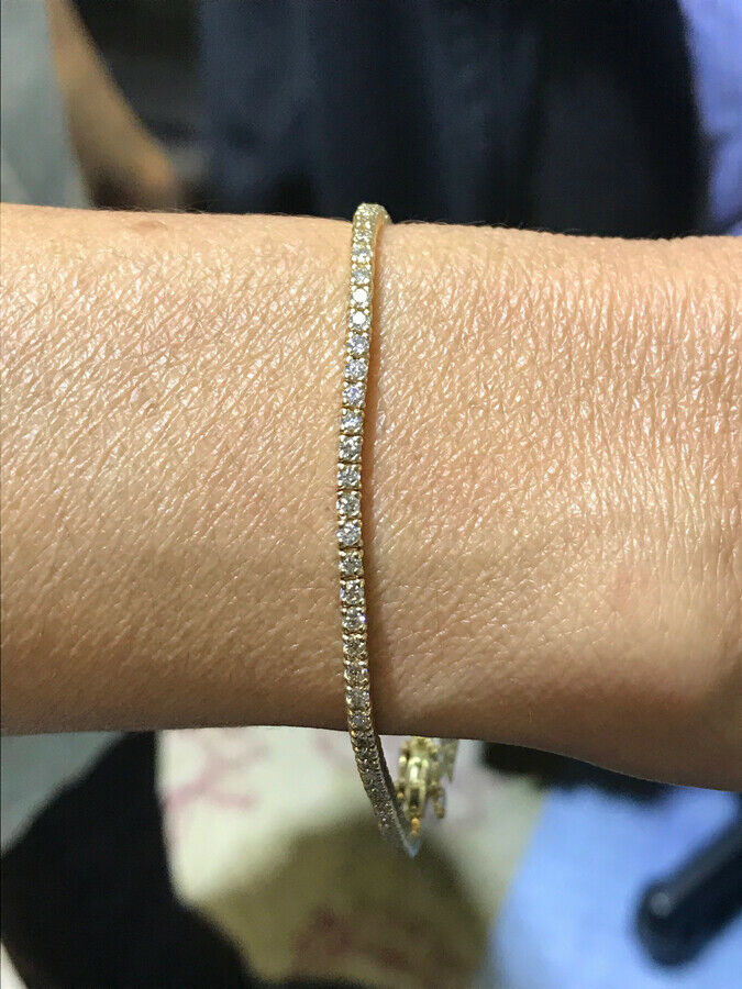 Carat Natural Diamond Tennis Bracelet G-H SI 14K Yellow Gold 7''