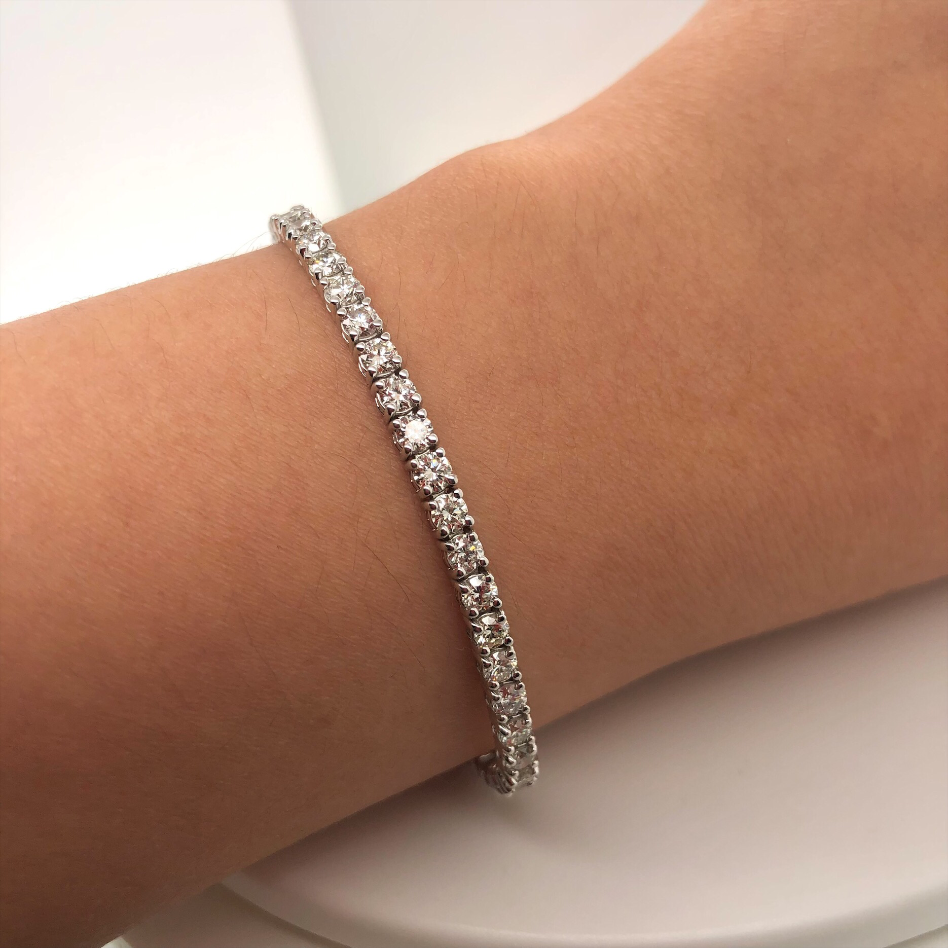 4.65 Carat Natural Diamond Tennis Bracelet G SI 14K White Gold 6.5''